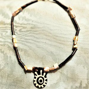 NEW Necklace Wooden Main Beads Unique pendant Hand Made DISCOUNT SHIPPING